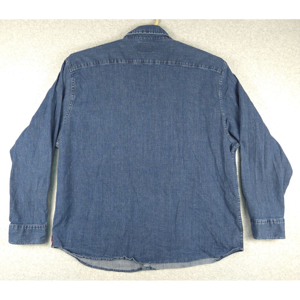 Wrangler Classic Denim Western Pearl Snap Button Down Shirt Medium Wash 3XL - Picture 2 of 5
